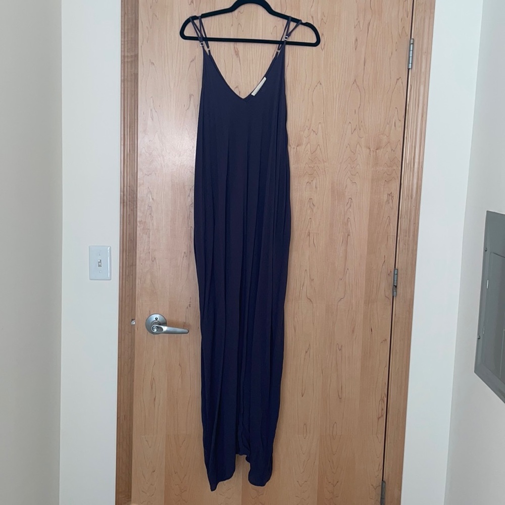 Navy/Purple Maxi Dress w/ Pockets